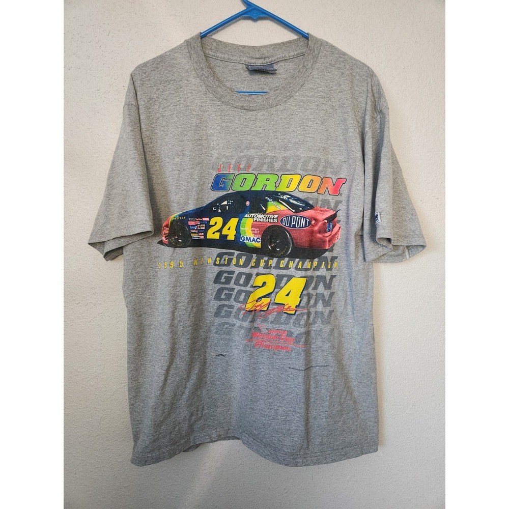 Vintage‎ 90s 1995 Jeff Gordon NASCAR Lee Sport Nutmeg Rainbow Graphic Men's L